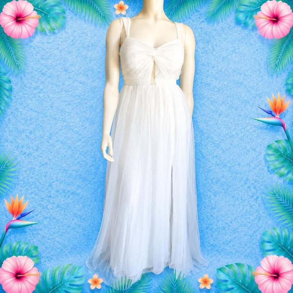 0053-Bridal Marfil Tulle Wedding Maxi Dress With Bow Detail Size 10